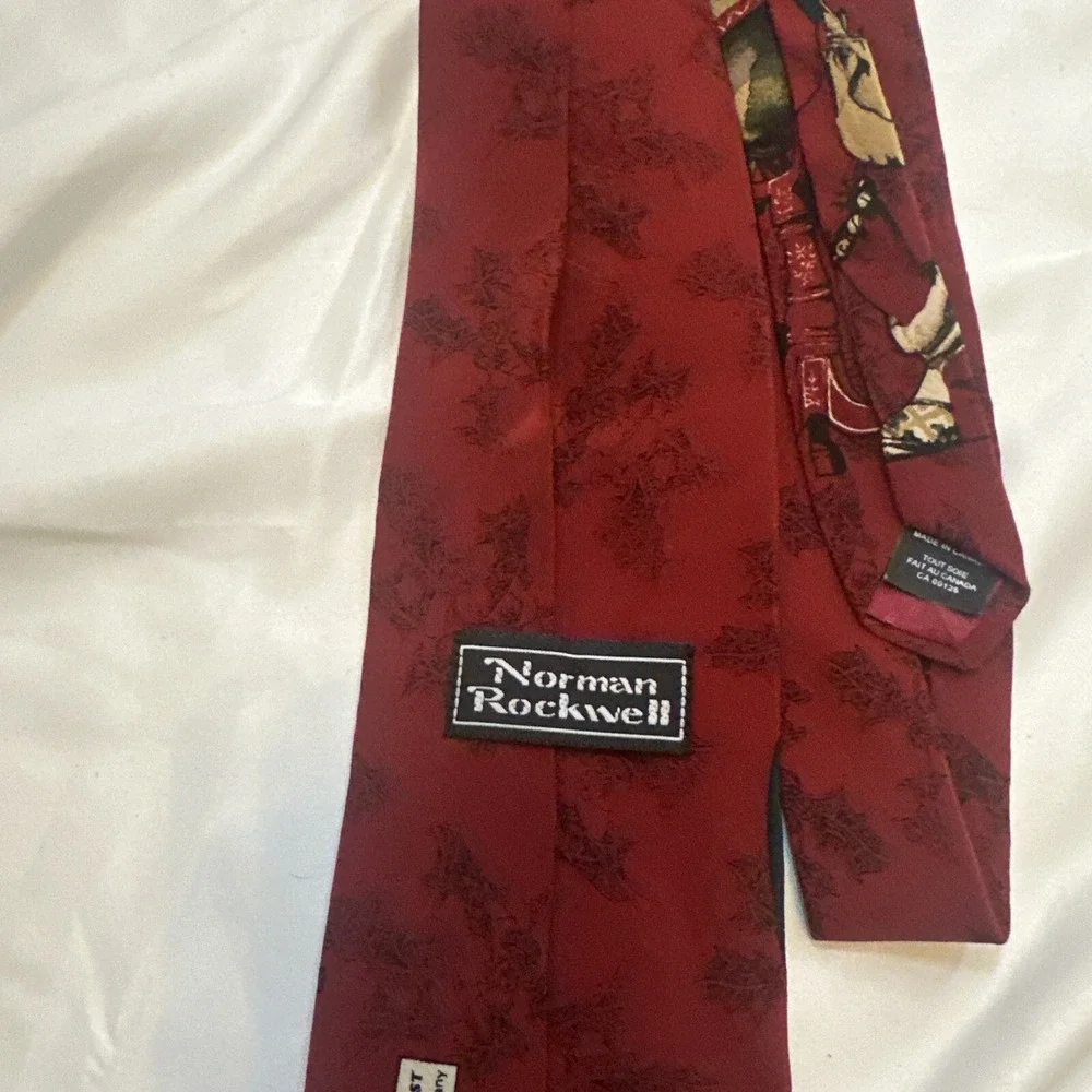 Vintage Norman Rockwell‎ 1994 Christmas Tie With Santa Consulting Globe